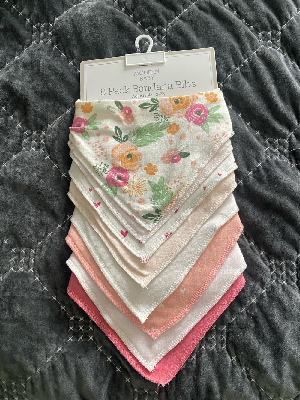Modern Baby Floral & Pink Bandana Bibs - 8 Pack
